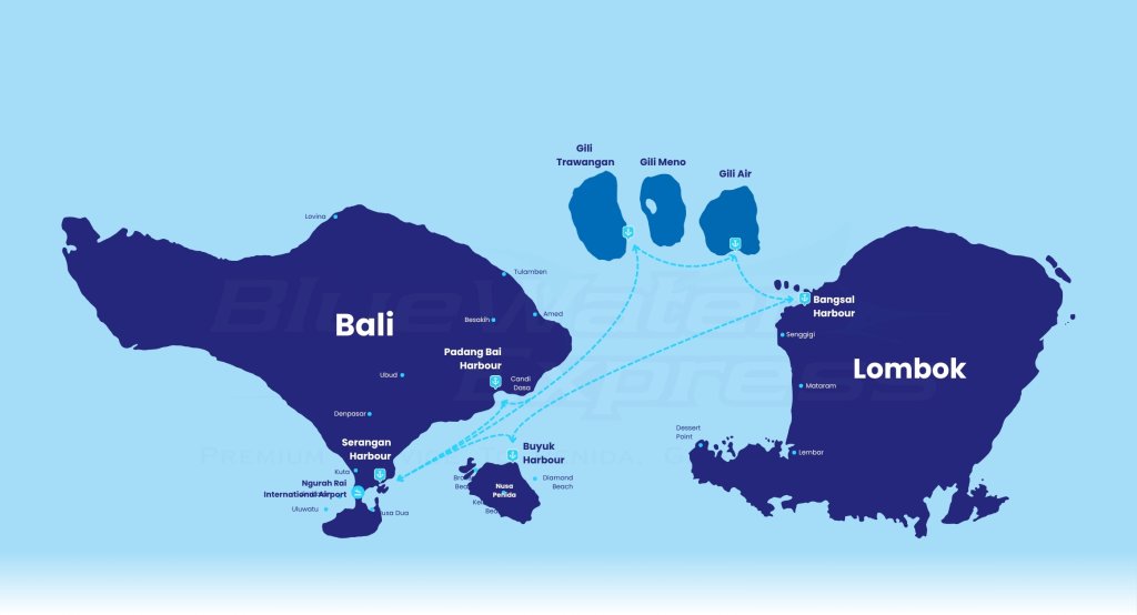 bluewater express bluewater express bali gili lombok route map at Indonesia