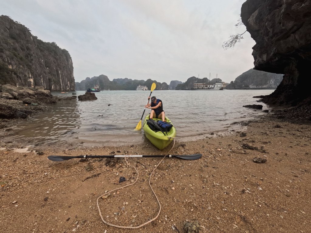 ha long bay overnight cruise lan ha bay kayak beach cove at Tulip Cruise