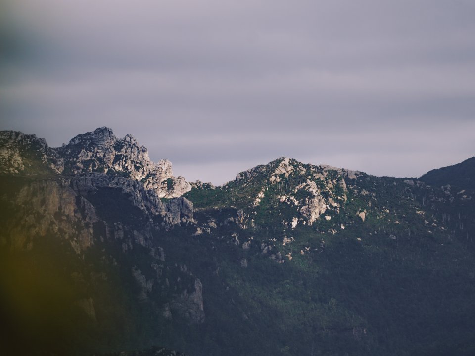 Rocky Western Tasmanian mountain range viewed from the Donaghys Hill lookout.