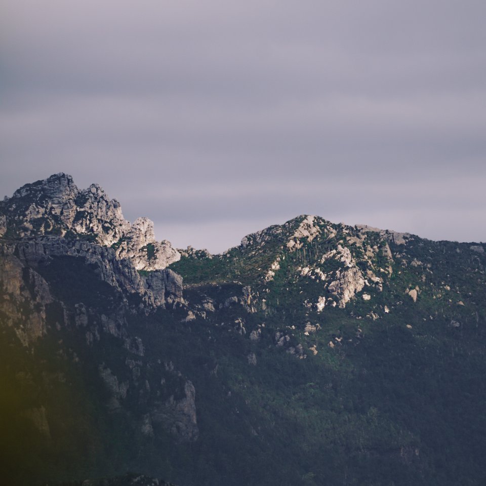 Rocky Western Tasmanian mountain range viewed from the Donaghys Hill lookout.