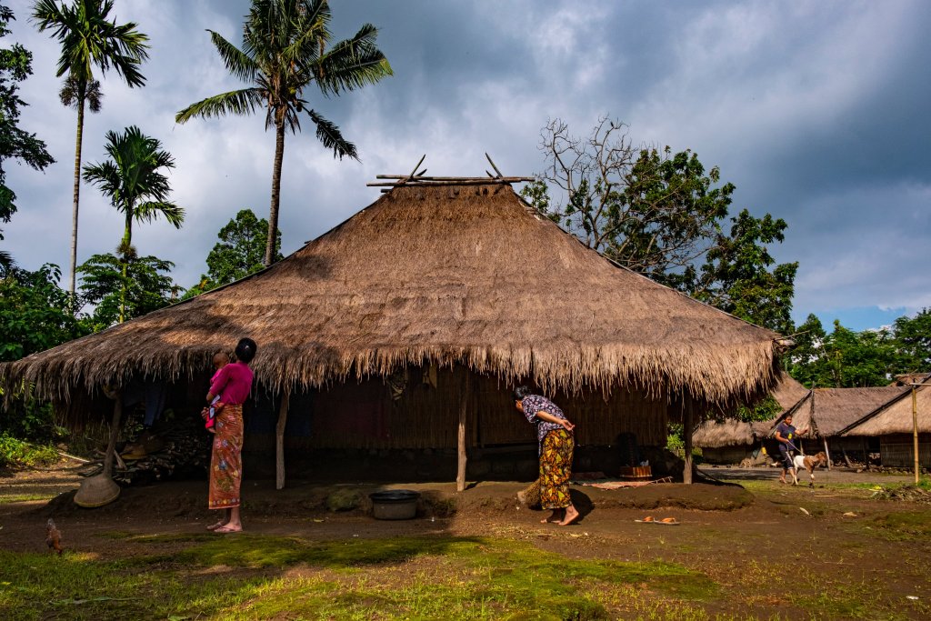 Traditional bamboo house in Senaru village in North Lombok.